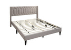 Full Size Burlap Fabric Bed Frame with Diamond Design.