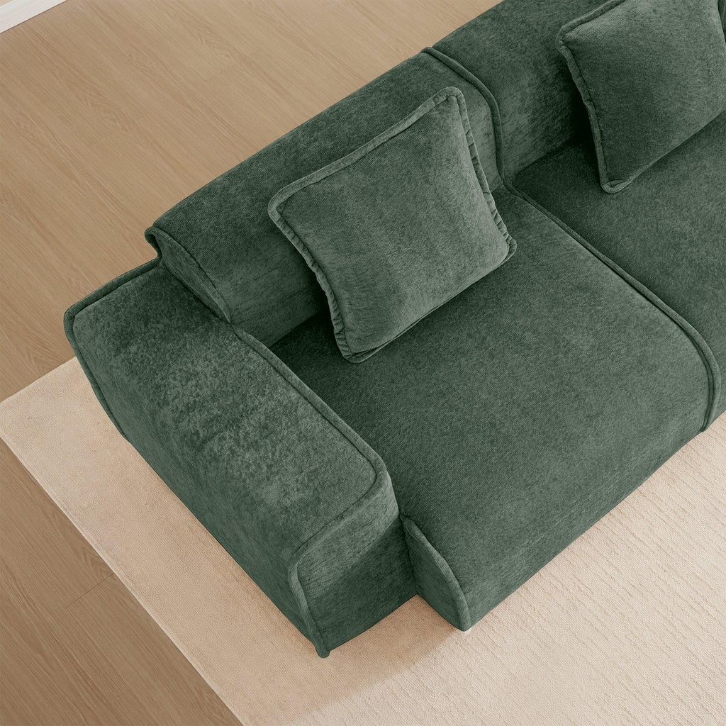 Modular Velvet Sectional Sofa with Ottoman - No Assembly.