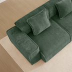 Top view of the Velvet Modular U Shape Sofa armrest and cushion, highlighting its soft velvet texture and modular design.
