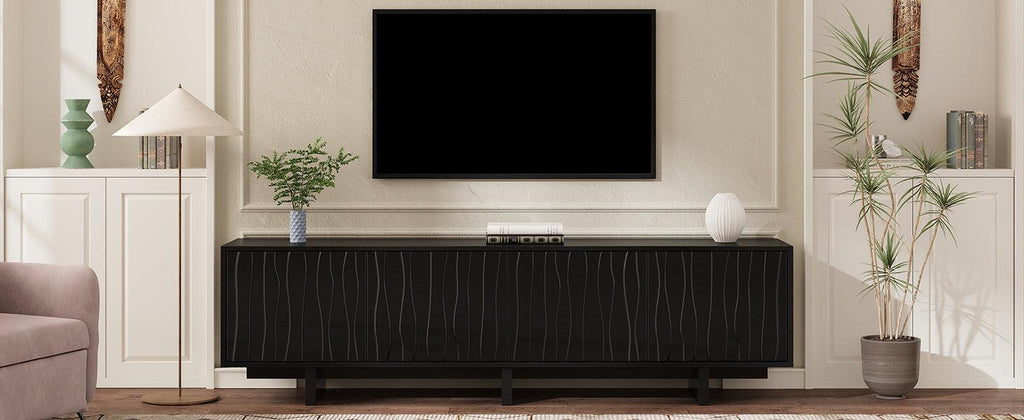 Retro Style Rustic Wood Grain TV Stand for 75' TVs.