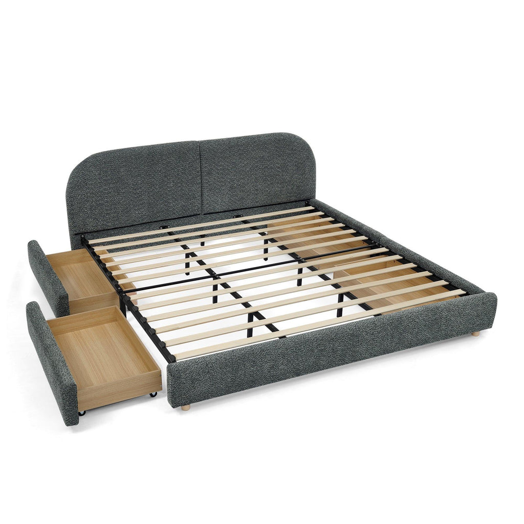 King Size Upholstered Bed Frame with Storage and Headboard.