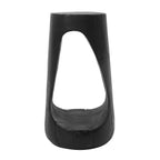 Outdoor Side Table,Hollow Design End Table,Patio Garden Stool Table,Decorative Accent Table for Patio Balcony Beach Pool Side,Lightweight Concrete,Wood Like Texture,Black Color.