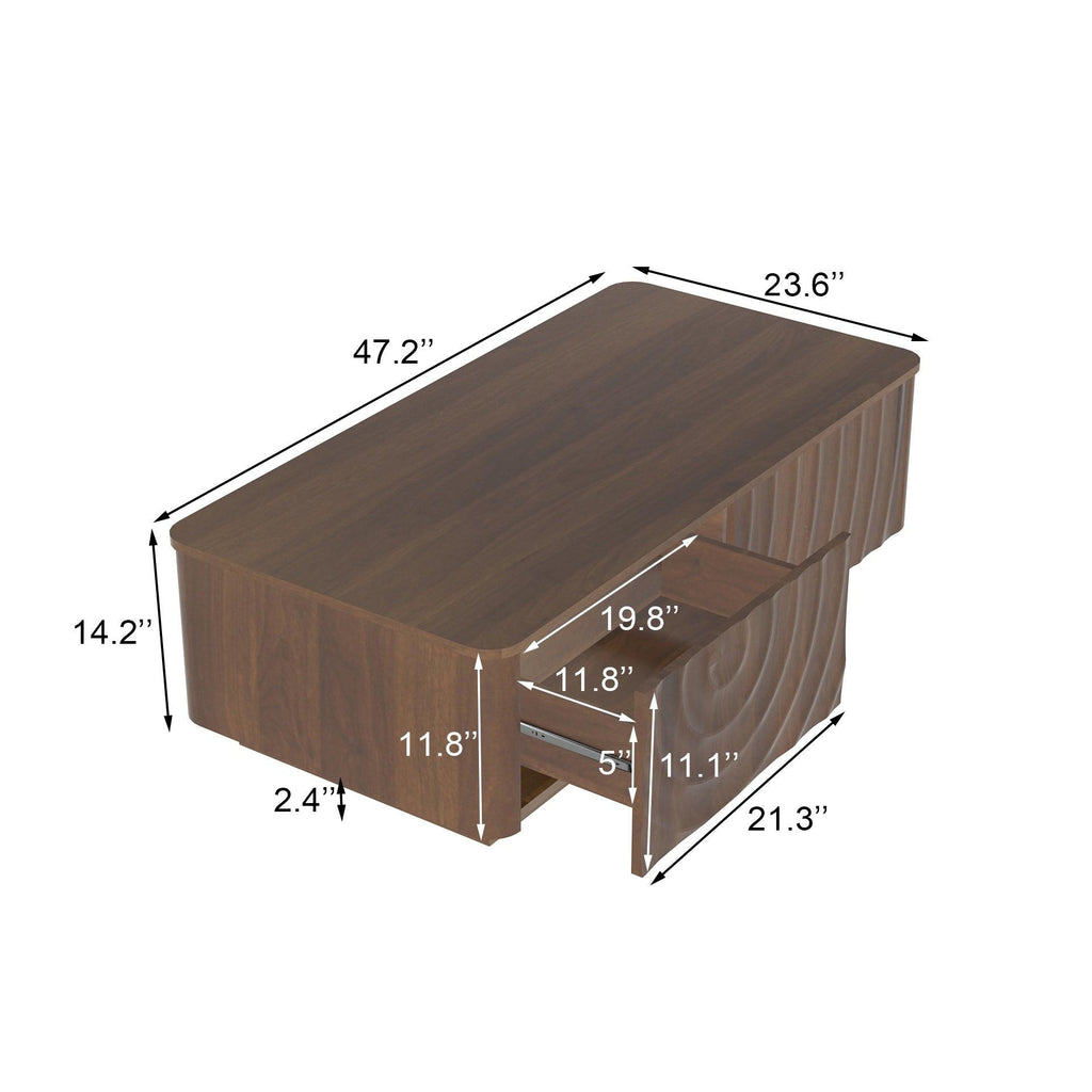 Mid Century Coffee Table with Storage and Unique Design.