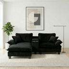 Modular Black Chenille L-Shape Sailboat Sofa with Storage