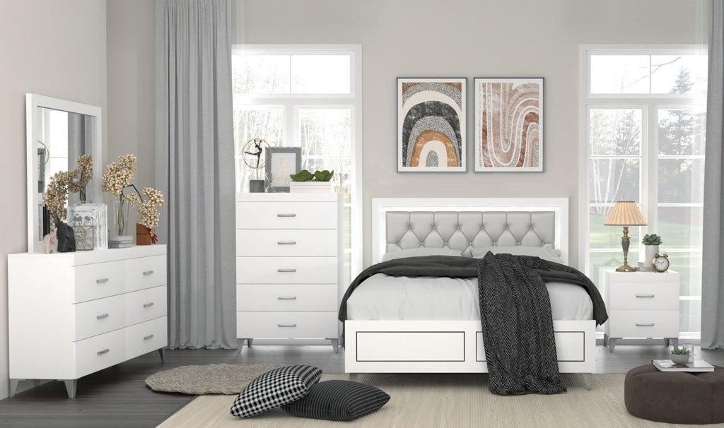 King Size Platform Bed with LED Headboard.