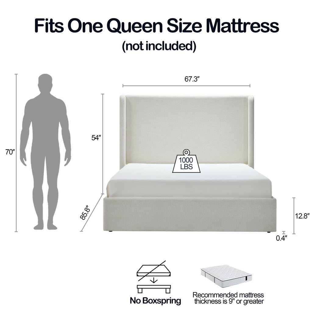 Carmen Upholstered Wingback Bed Frame for Modern Bedrooms.