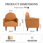Shell-Shaped Armchair with PU Leather Upholstery.