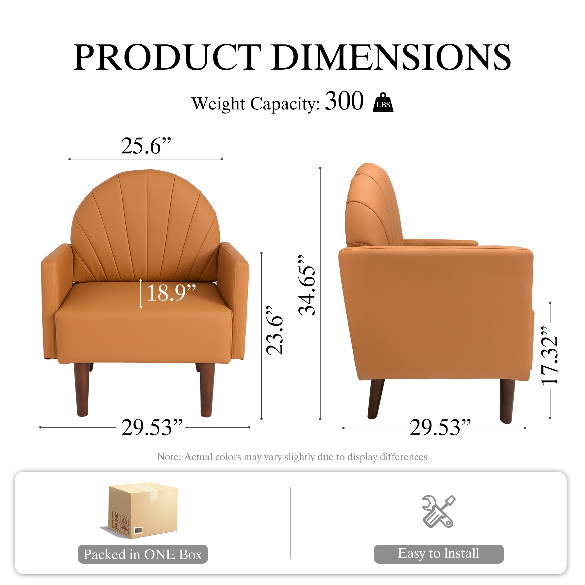 Shell-Shaped Armchair with PU Leather Upholstery.