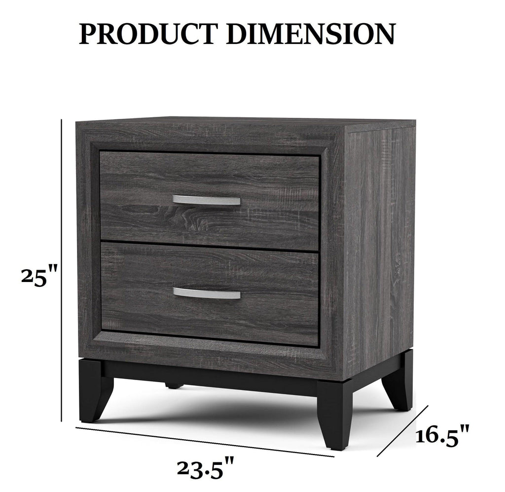 Two Tone Nightstand with Two Drawers for Bedroom.