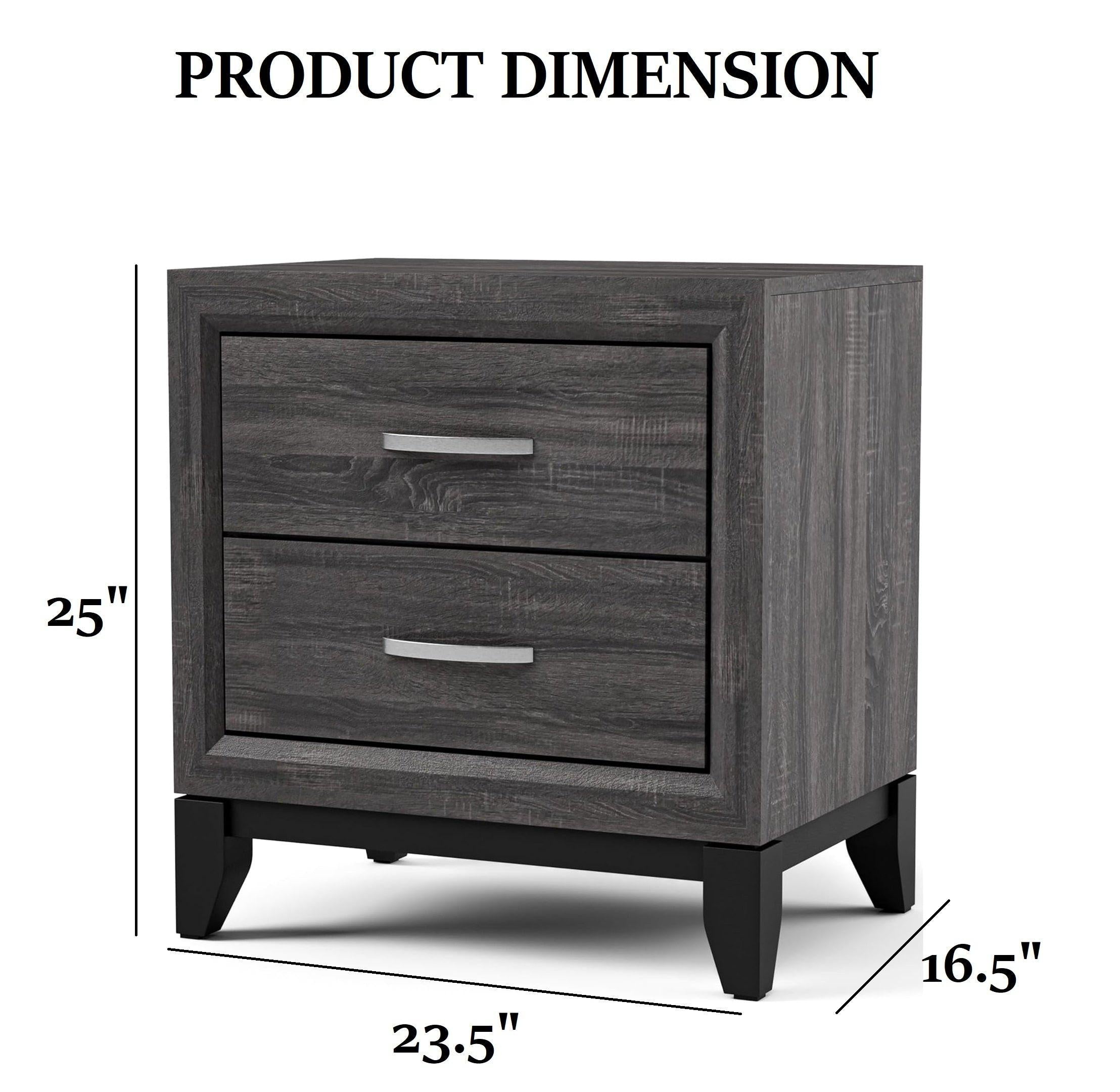 Two Tone Nightstand with Two Drawers for Bedroom.