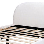 Archie Puffy Upholstered Platform Bed, Queen, Almond White.