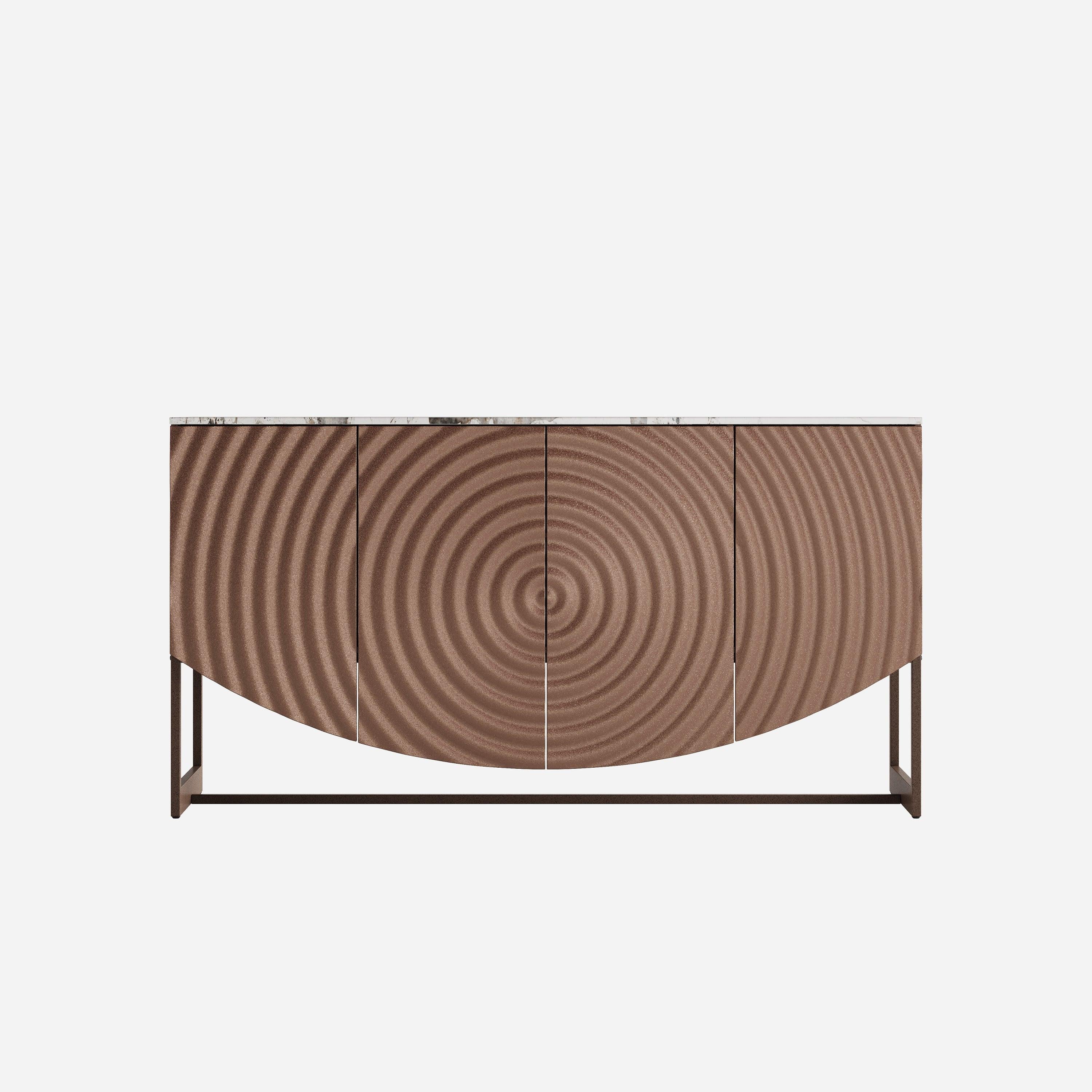 Modern Luxury Sideboard Cabinet with Unique 3D Wave Texture.