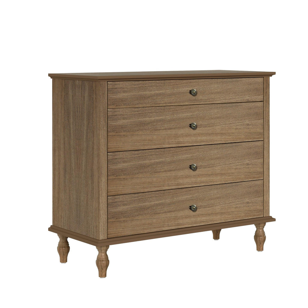 Antique 4-Drawer Chest - Solid Wood Dresser Storage.