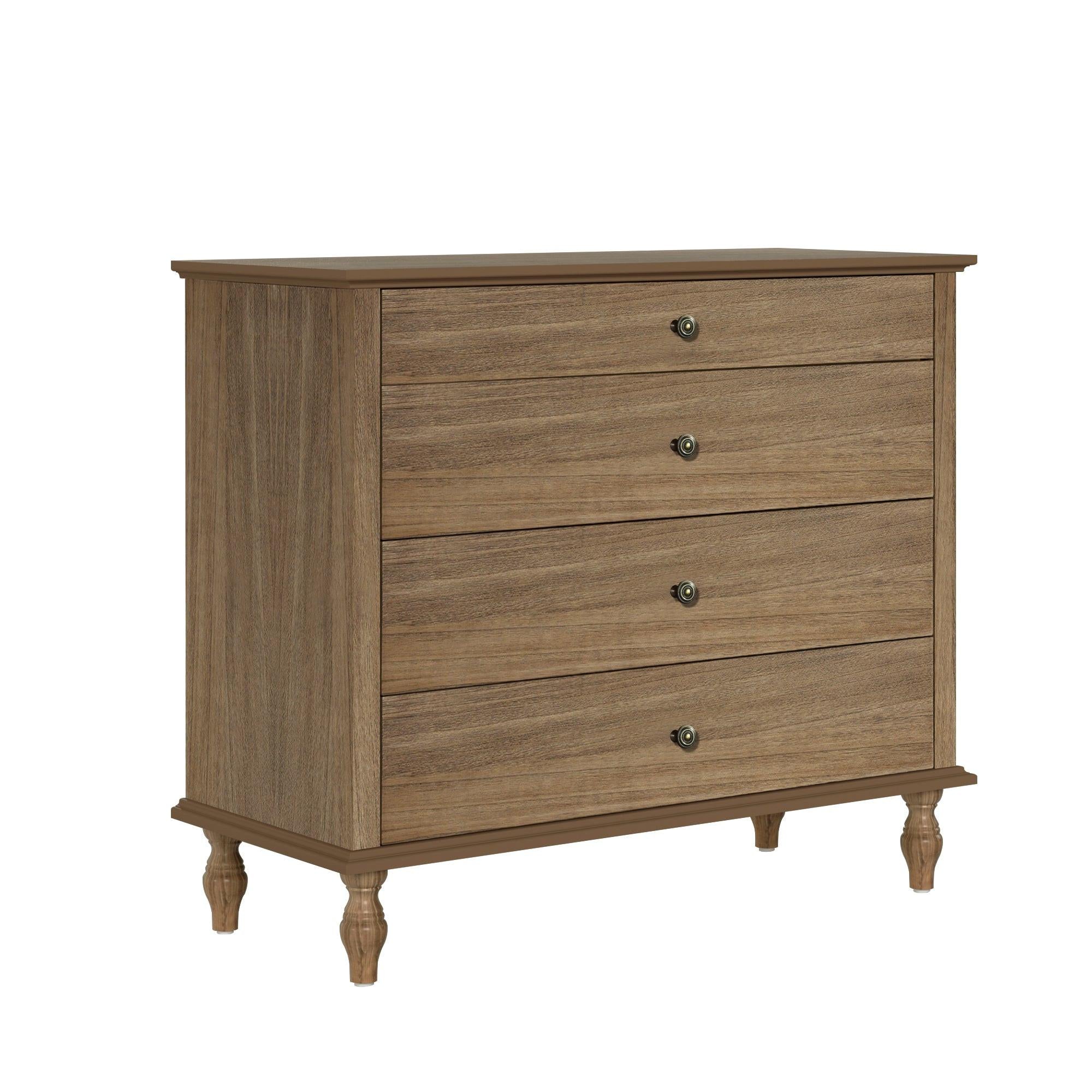 Antique 4-Drawer Chest - Solid Wood Dresser Storage.