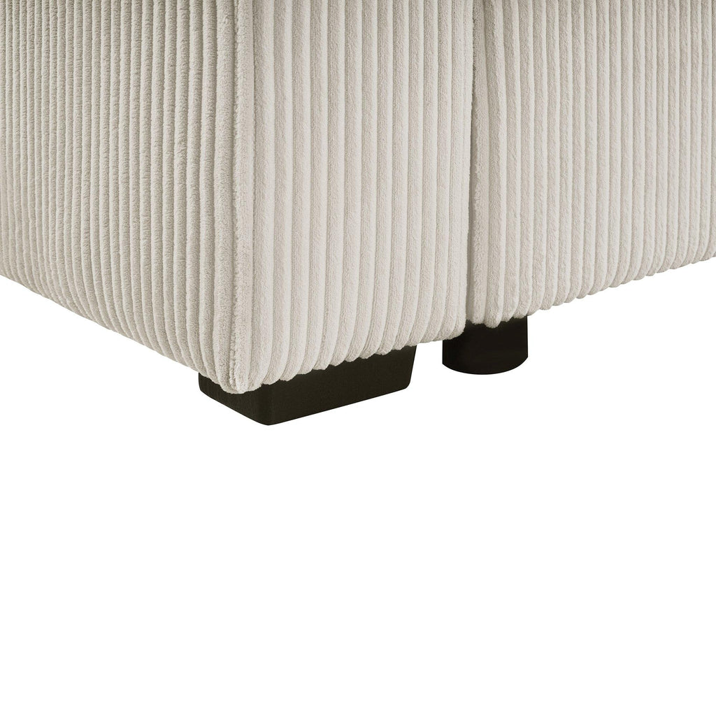 Oversized Sectional Sofa 115.3' U-Shaped Sofa with Chaise Lounge and Three Soft Throw Pillows, Light Gray Corduroy, 115.3' x 90.5'.