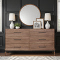 Tranquility 68-Inch Walnut Six Drawer Dresser with Metal X Base