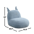 Chenille Upholstered Deer-Shaped Kids Chair, Blue.