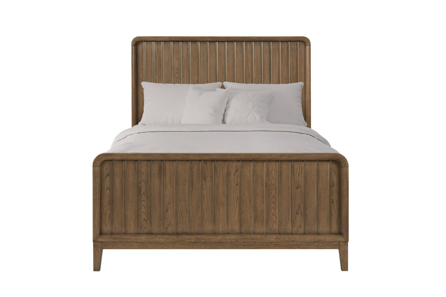 Latte Twin Bed - Solid Wood Twin Bed with vertical slat headboard and footboard in light brown finish, ideal for modern bedrooms.