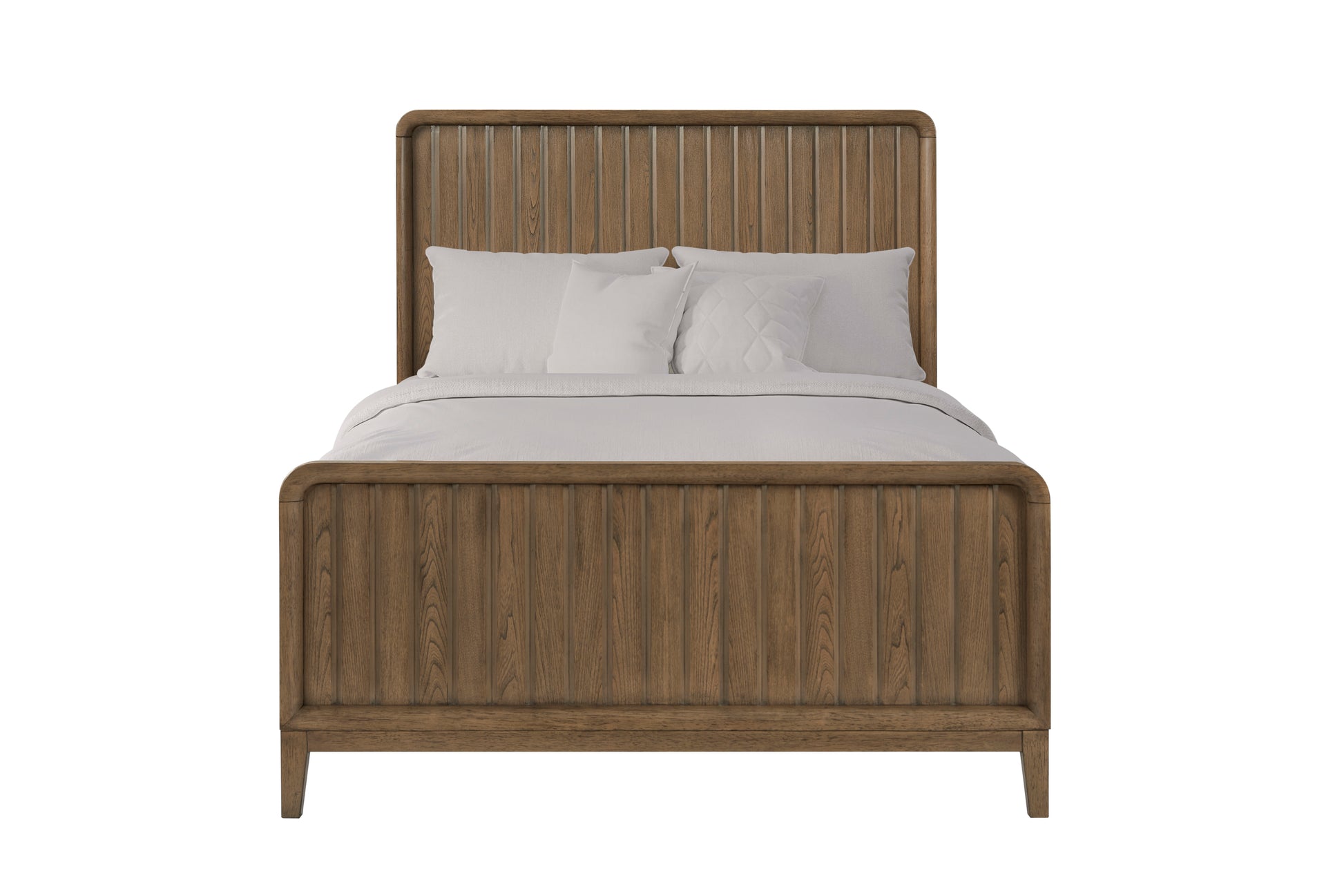 Latte Twin Bed - Solid Wood Twin Bed with vertical slat headboard and footboard in light brown finish, ideal for modern bedrooms.