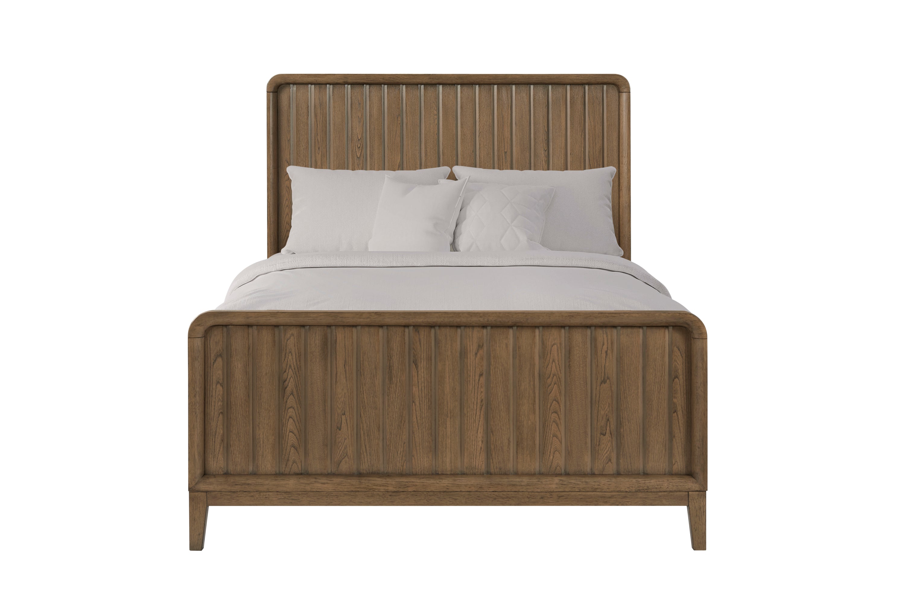 Latte Twin Bed - Solid Wood Twin Bed with vertical slat headboard and footboard in light brown finish, ideal for modern bedrooms.