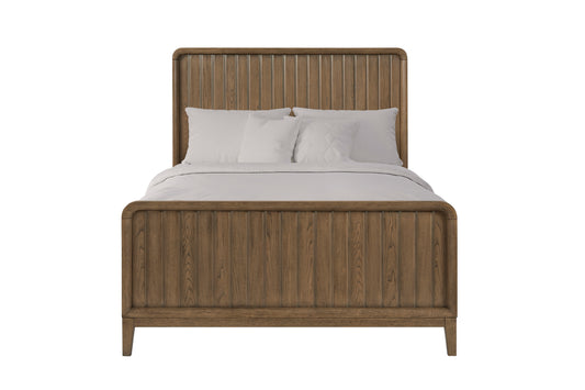 Latte Twin Bed - Solid Wood Twin Bed with vertical slat headboard and footboard in light brown finish, ideal for modern bedrooms.