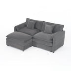 Modular Sectional Sofa Grey with Ottoman for Living Room.