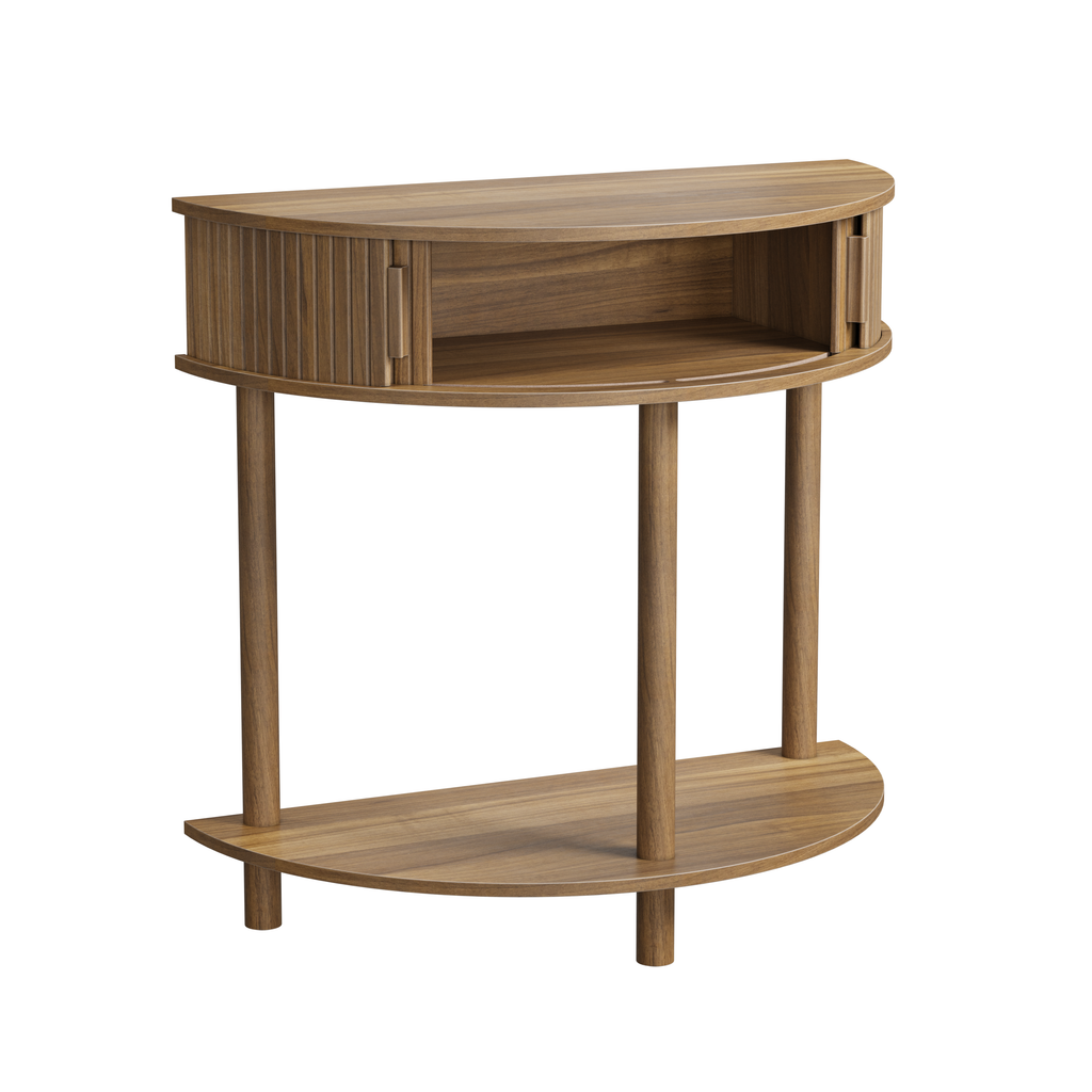 Half-Moon Console Table - Walnut for Entryway & Living Room.