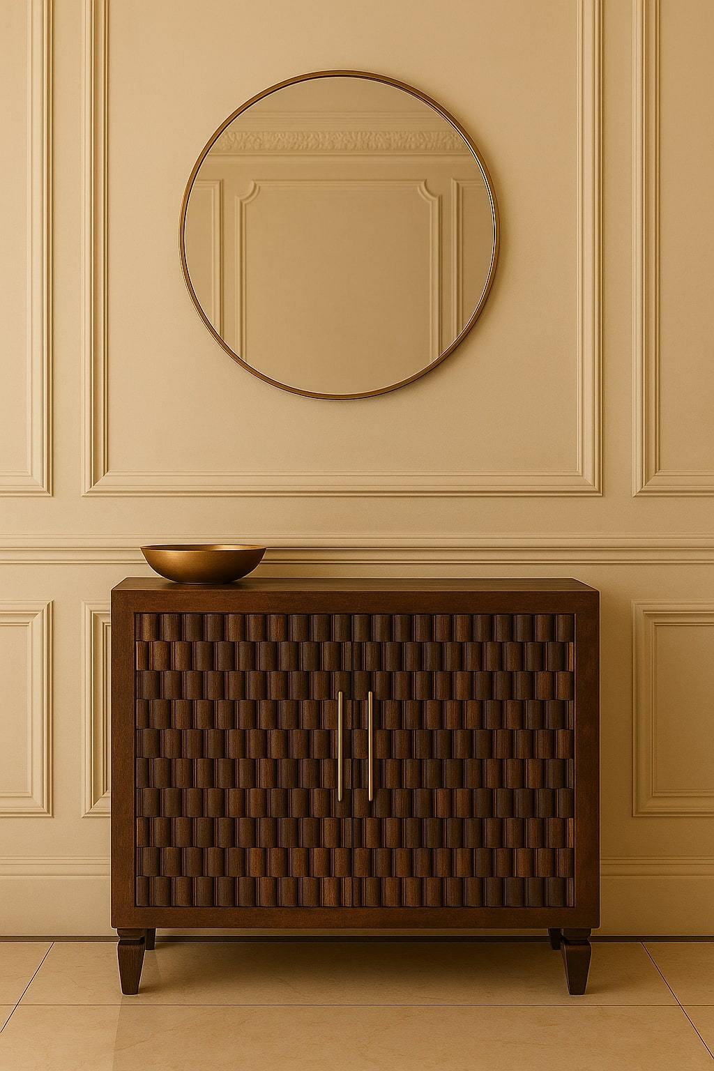 Solid Wood Vesta Textured Sideboard,3D texture, 2-Drawers