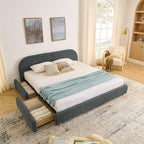 King Size Upholstered Bed Frame with Storage and Headboard.
