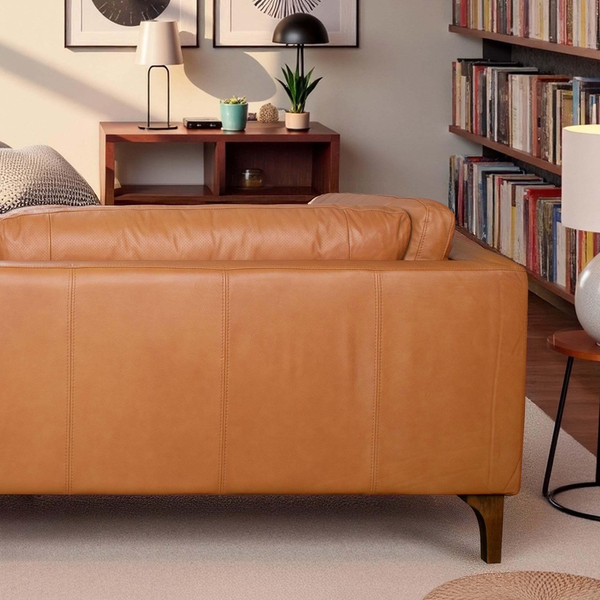 Bellrose Mid-Century Modern Leather Sofa.