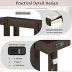 Rustic Console Table with Power Outlet and Hidden Drawer.