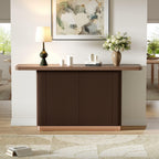 Modern Console Table with Ash Veneer Top and Metal Accent.