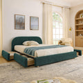 Queen Size Upholstered Bed Frame in Green.