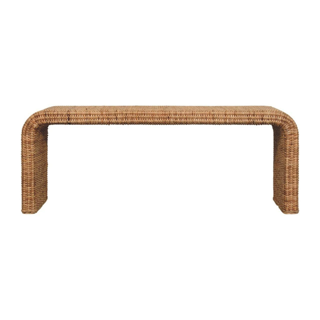 Rattan Weave Bench - Handmade Solid Wood Furniture.