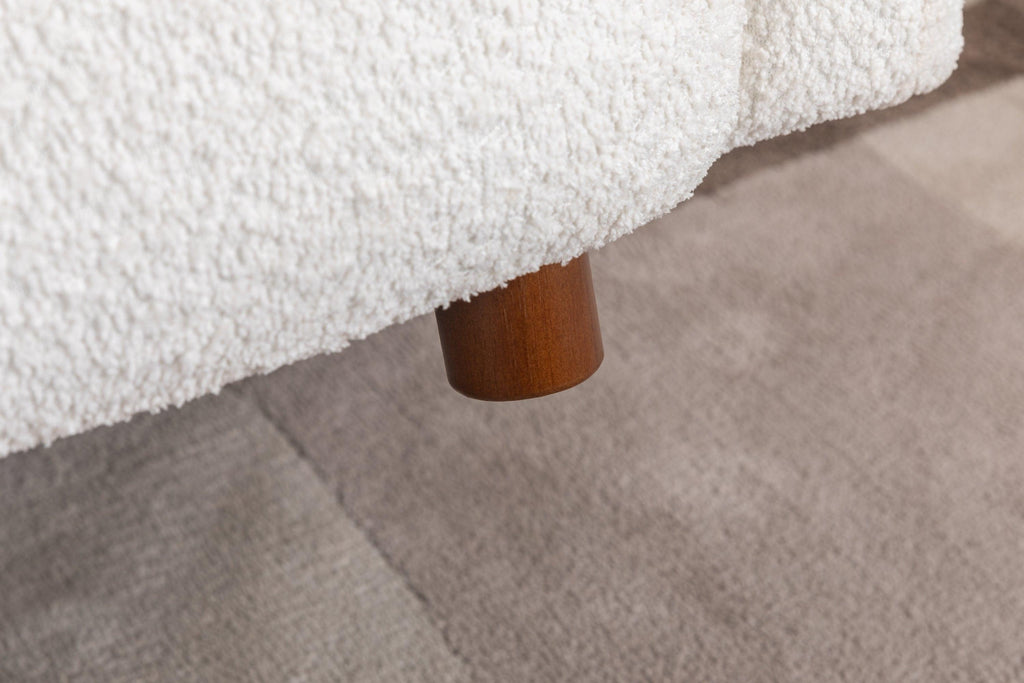 White Boucle Sofa Couch for Living Room.
