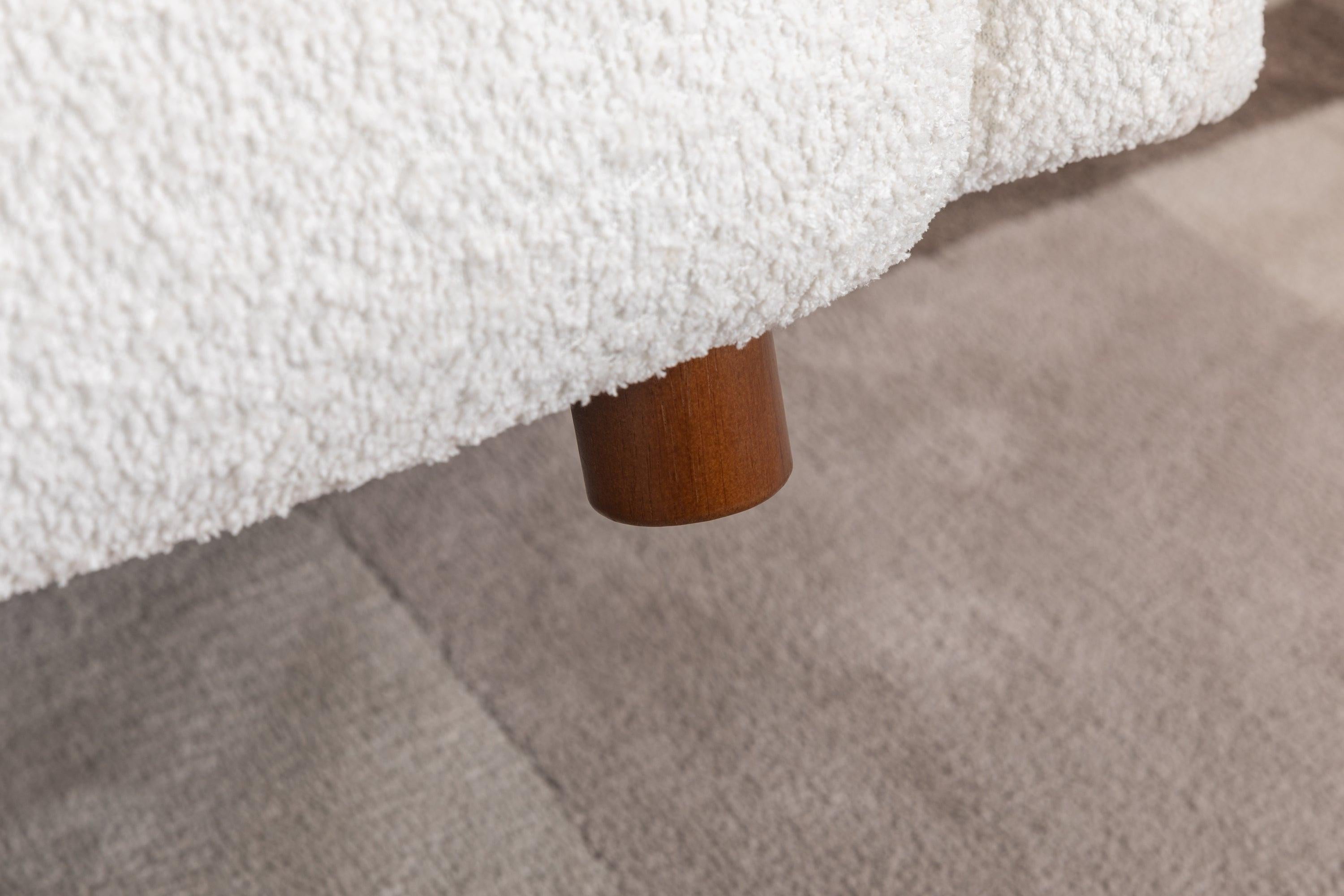 White Boucle Sofa Couch for Living Room.