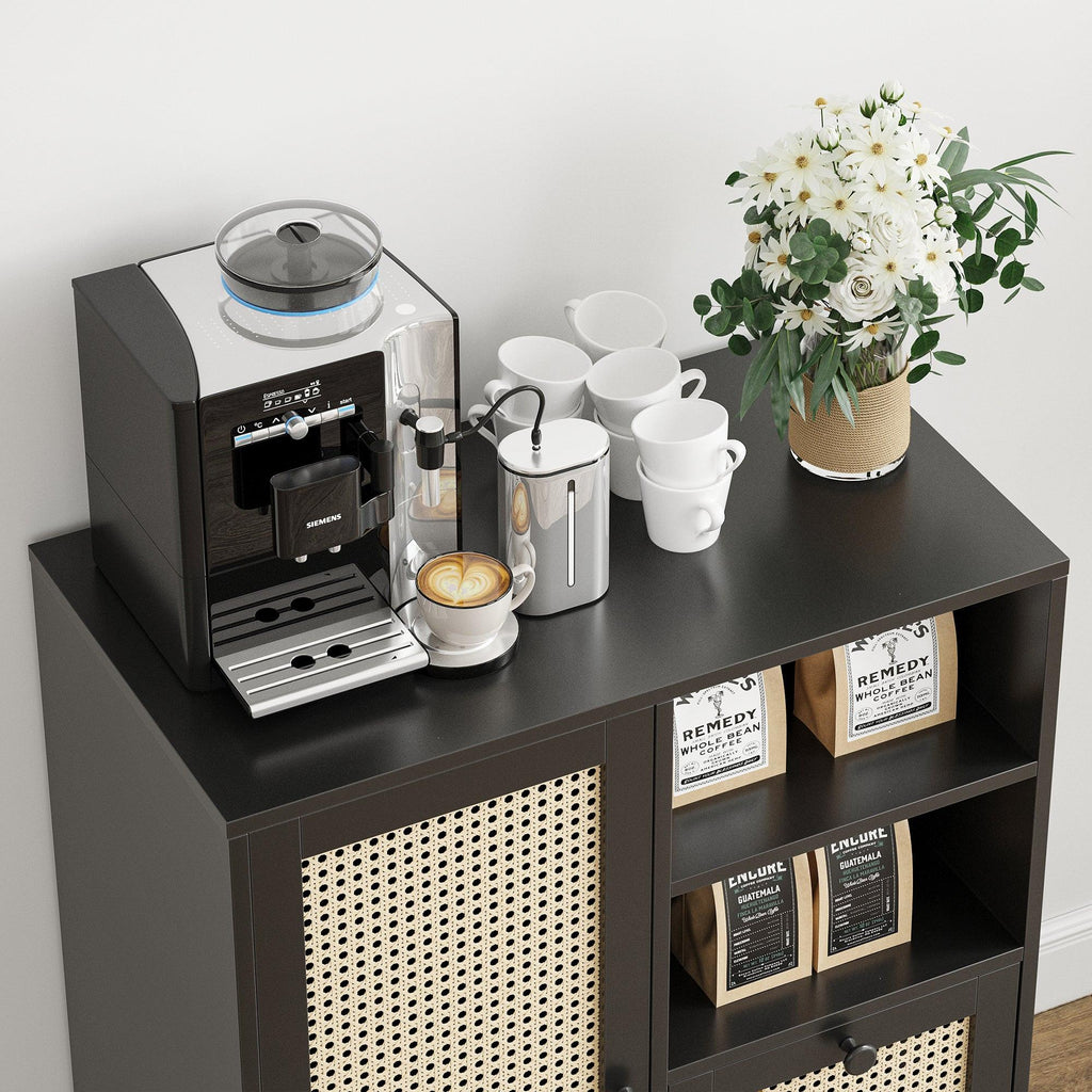 Rattan Buffet Cabinet with Drawers for Living Room & Kitchen.