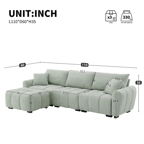 Modular Sectional Sofa with Movable Ottoman.