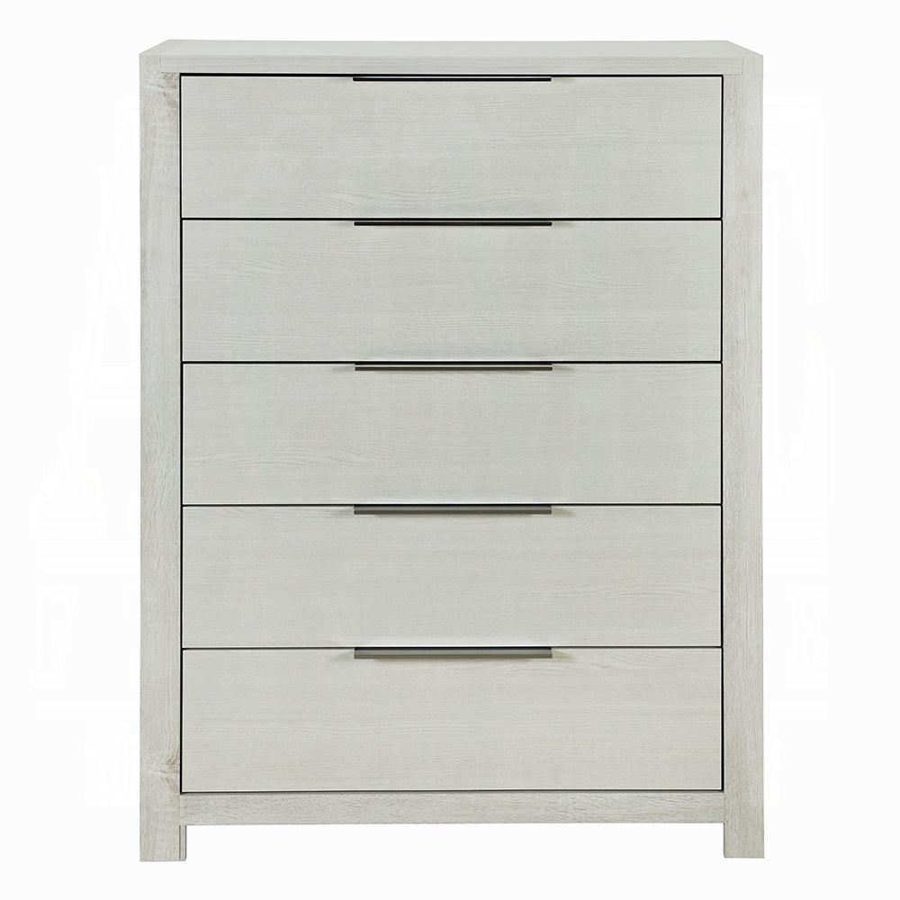 Modern Beige Storage Chest with 5 Drawers for Bedroom.