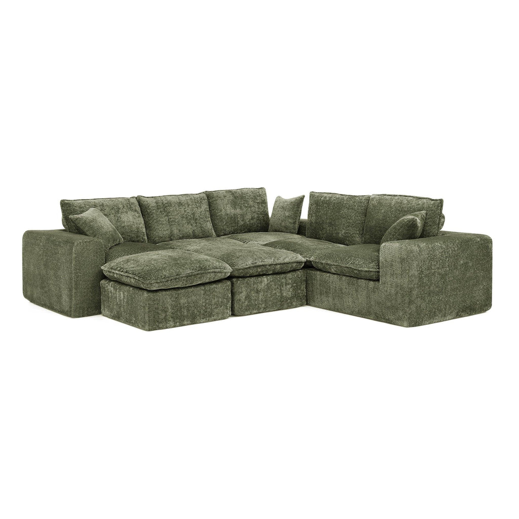 107'' Modern L-shaped Sectional Sofa with Ottomans.