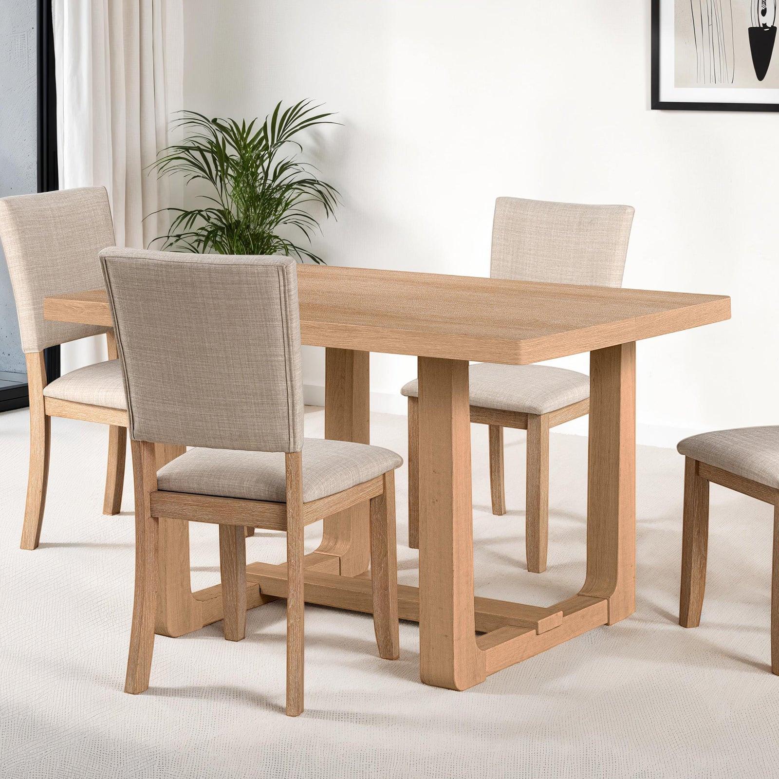 Transitional Style Dining Table - Natural Finish Rectangle Design.