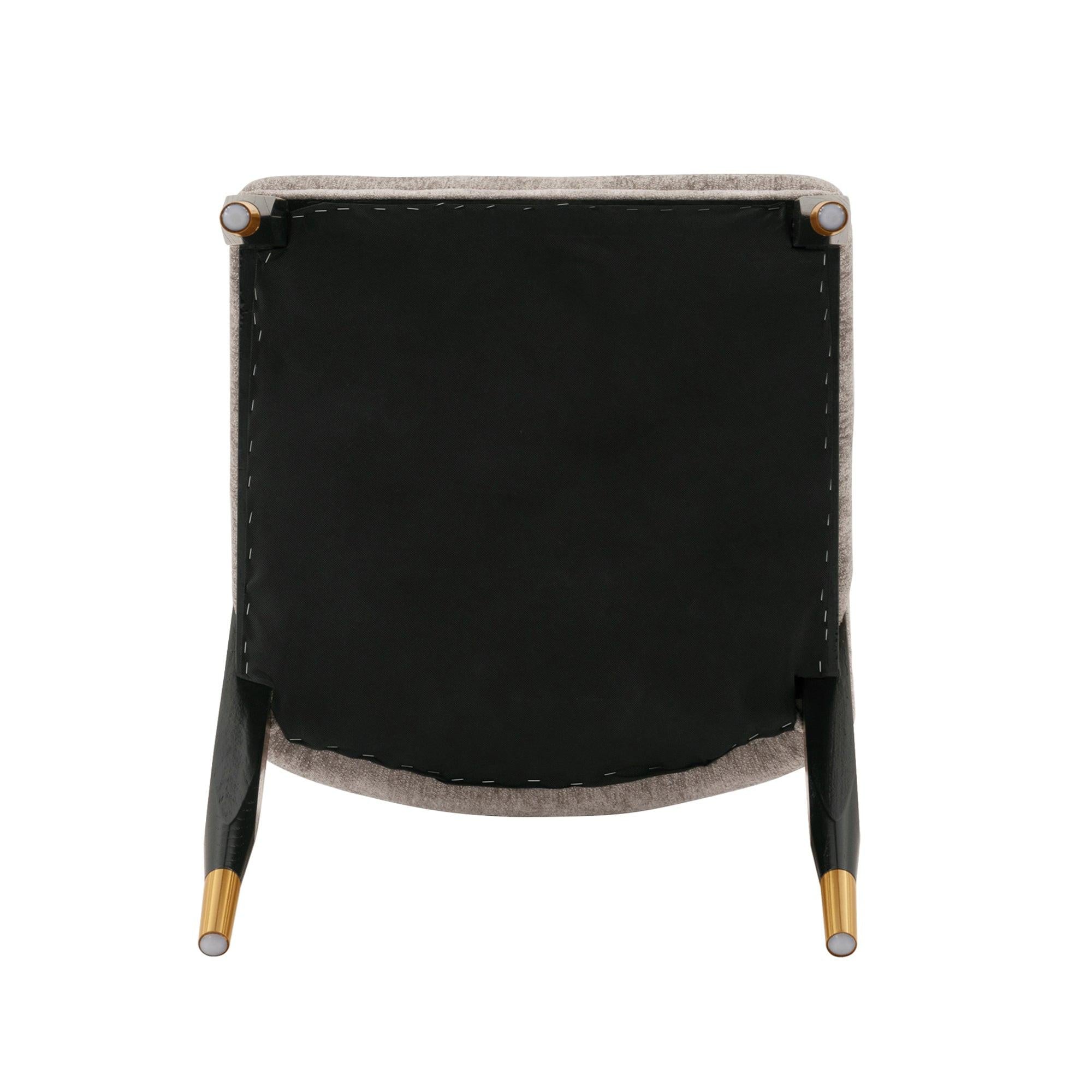 Ola Wood Chenille Dining Chair in Stone.