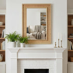 Rattan Solid Wood Frame Mirror for Home Decor.