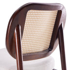 Rattan Accent Chair, Upholstered Living Room Chair with Rattan Back & Wood Frame, Mid-Century Modern Reading Chair for Living Room, Bedroom, Beige.