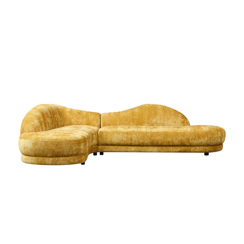 114-Inch Yellow Mid-Century Modern 5-Seater Sofa with Left Chaise