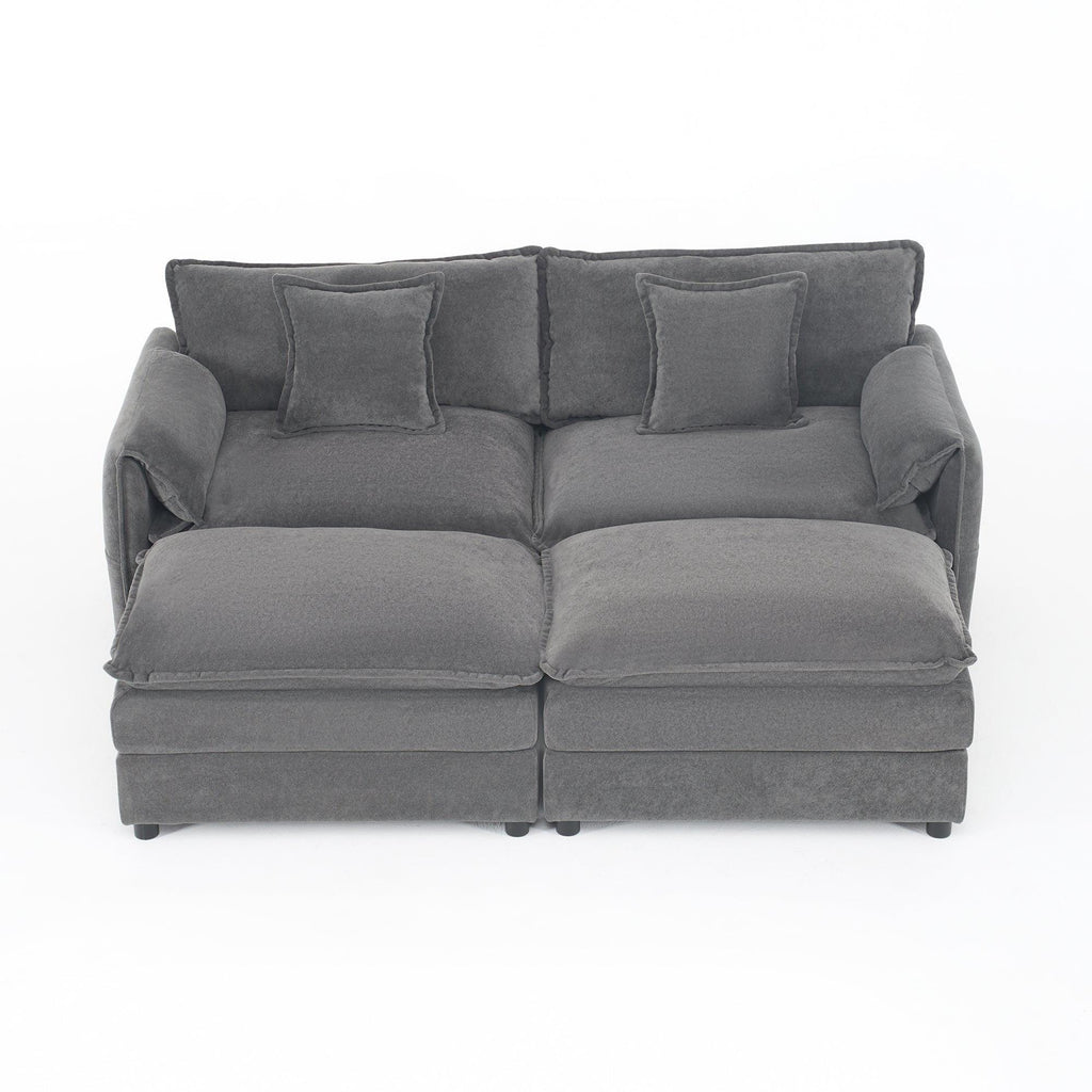 Modular Sectional Sofa with Ottomans for Living Room.