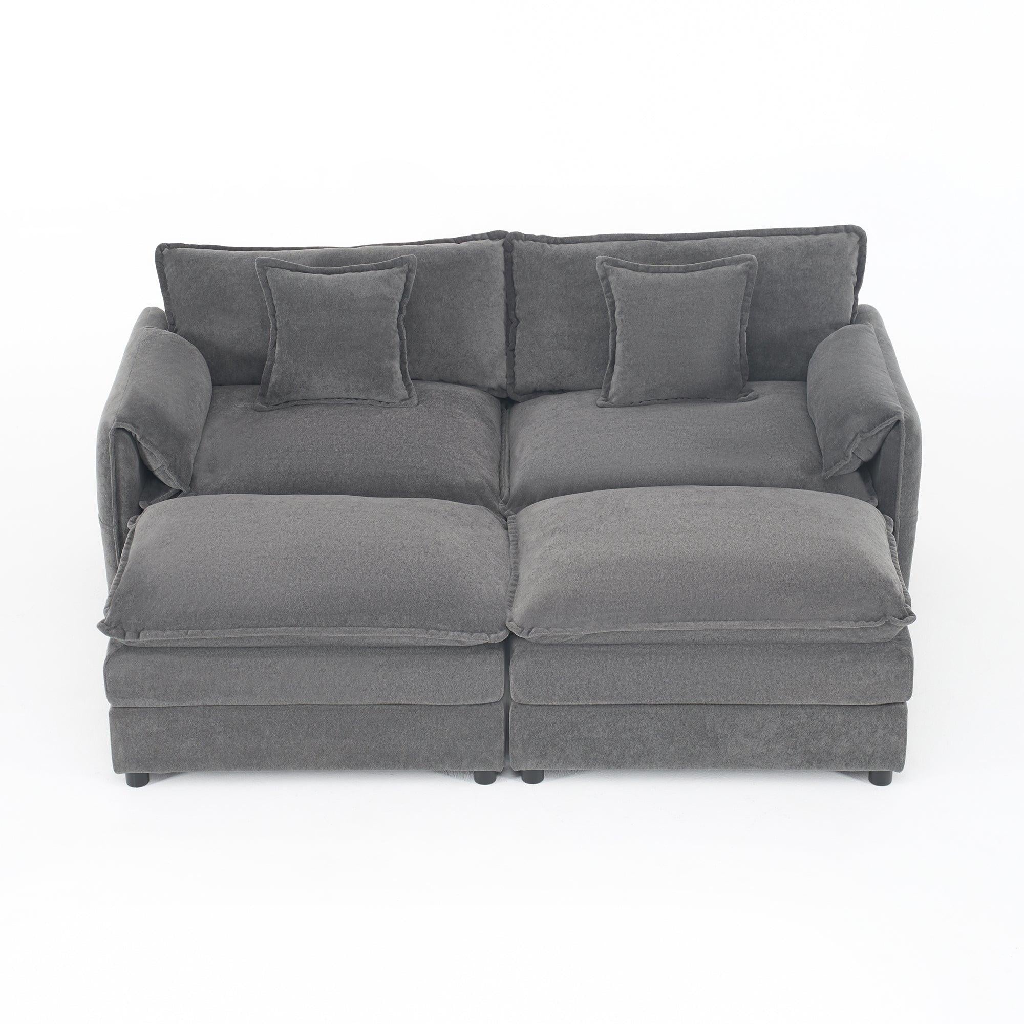 Modular Sectional Sofa with Ottomans for Living Room.
