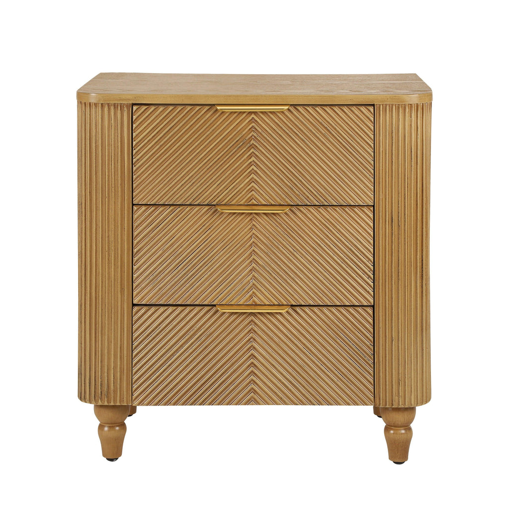 Mid-Century Three Drawer Nightstand for Bedroom and Living Room.