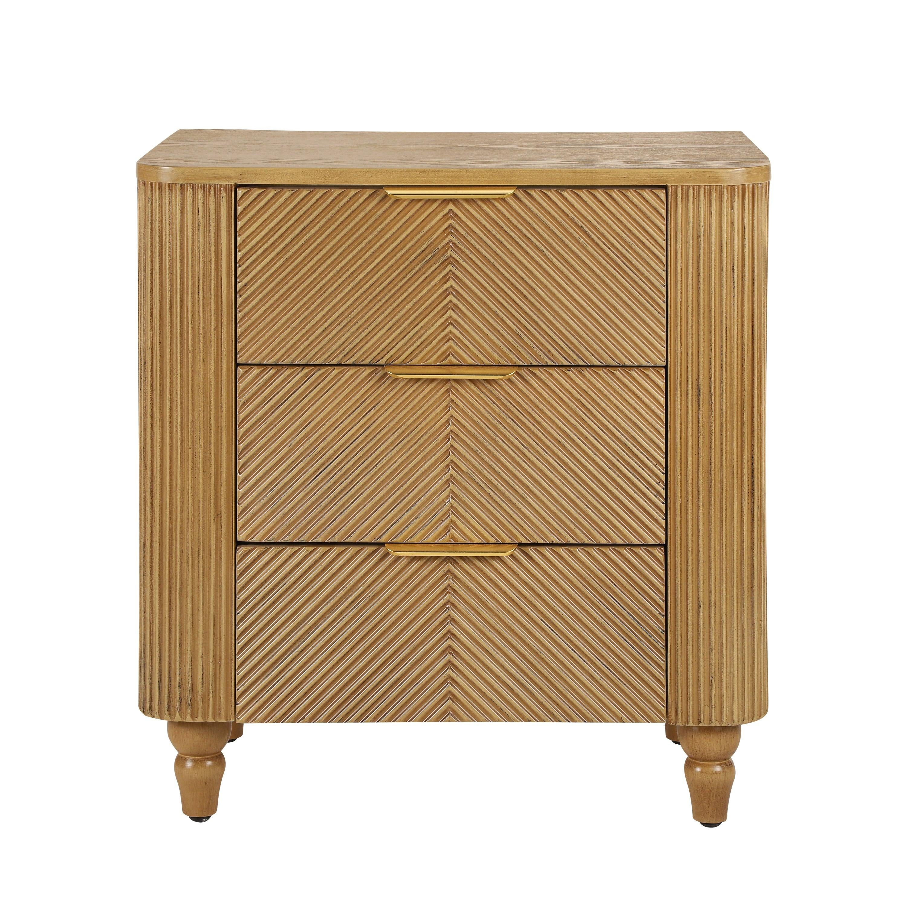 Mid-Century Three Drawer Nightstand for Bedroom and Living Room.