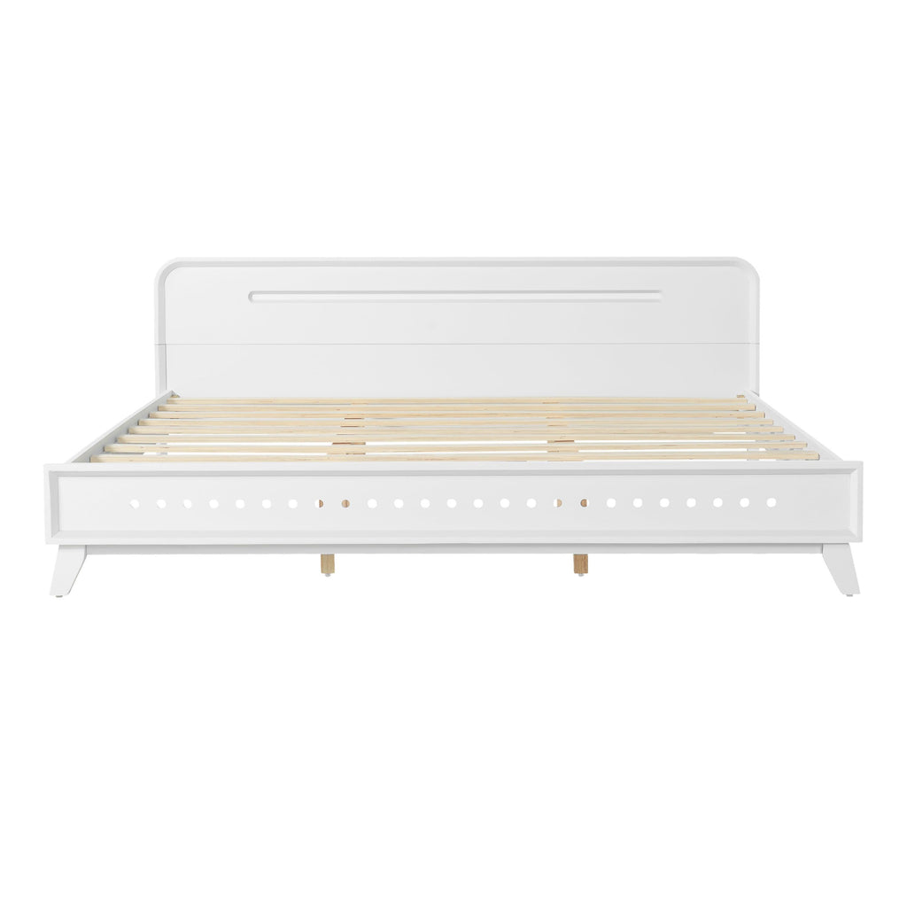 Pine Solid Wood King Size Bed - No Box Spring Needed.
